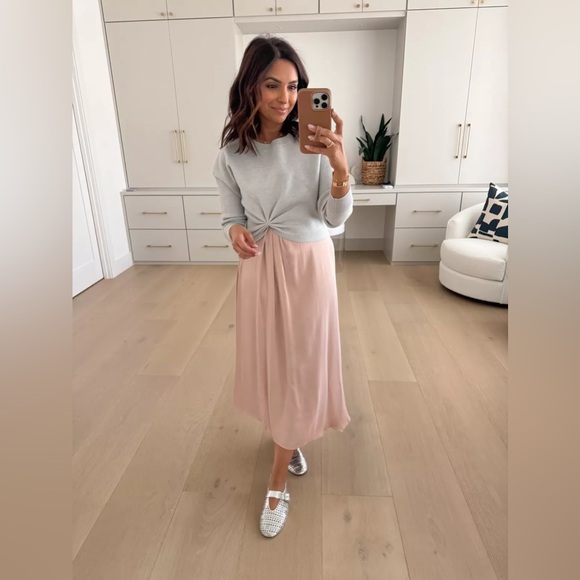 Anthropologie The Gemini Twofer Sweater + Dress Set Size XL NWT Light Gray/Pink - Picture 3 of 7